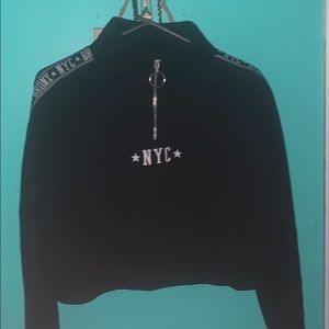 Forever 21 Brand NYC Black Long Sleeve Crop Top